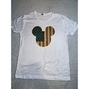 Meinuoduo Disney Mickey Mouse American Flag Red White Blue Women’s T-Shirt Sz M